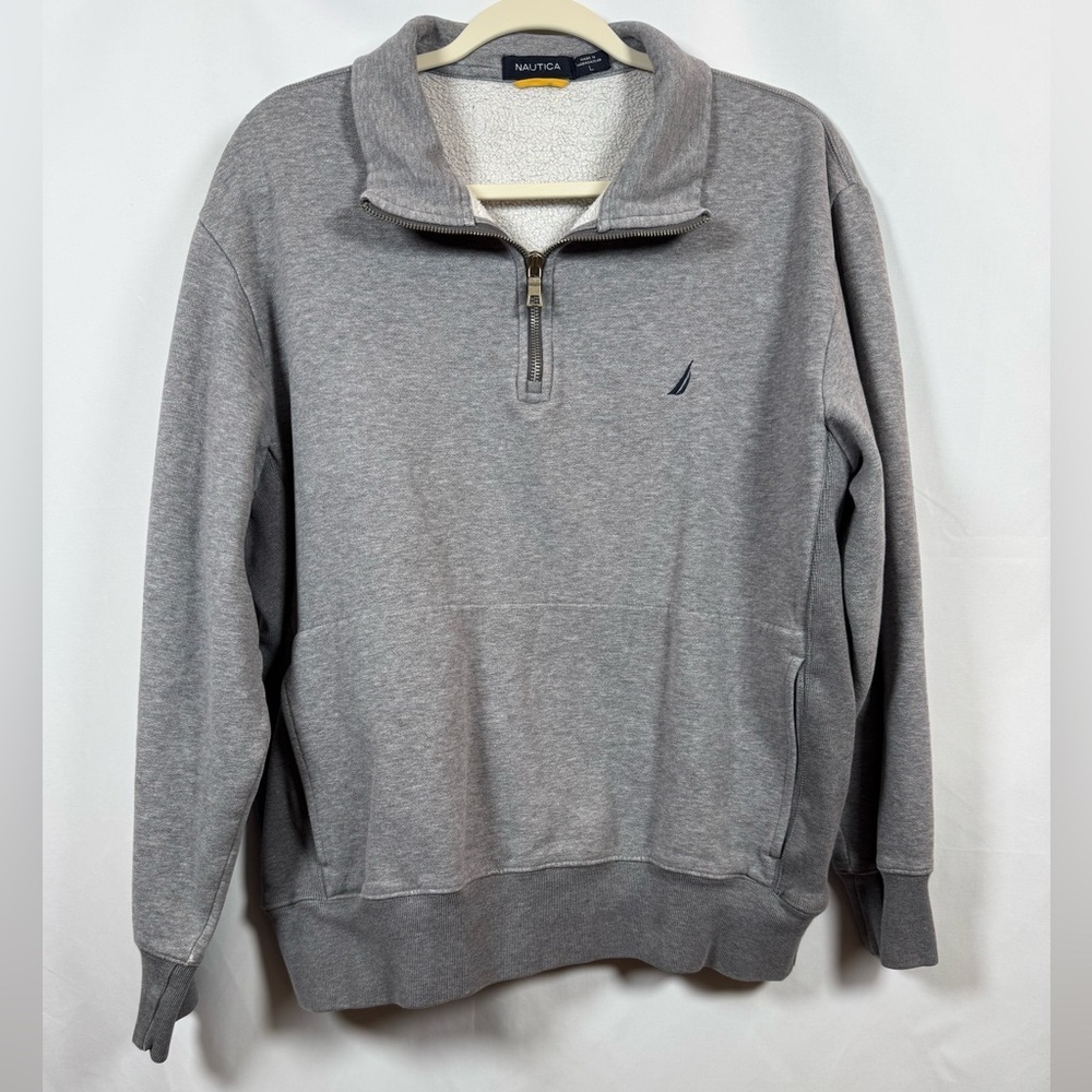 Nautica Men's Gray Quarter-Zip Sweater L